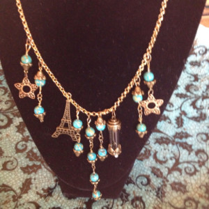 Lady Cora antiqued brass and turquoise necklace. Very Downton Abbey Statement necklace. OOAK.