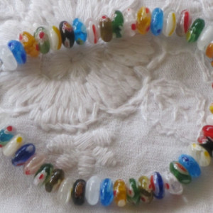 Multi-colored Glass Rondelle and Sterling Silver Bracelet