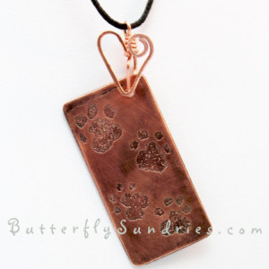 Etched Copper Pawprints OOAK Choker - Fur Babies Collection