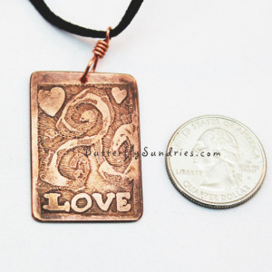 OOAK Abstract Etched Copper Triskele Love Pendant Necklace - Triskelion Collection