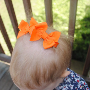 Mini Pinwheel Hairbows..Set of 10 Basic Hairbows..You Choose Color..Flat Loop Baby Hairbows..2 Inch Pigtails..Toddler Size Petite Hair Clips