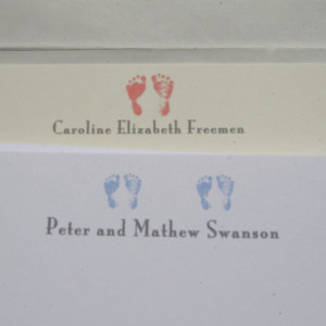 Custom Baby Announcement Stationery. Personalized stationery. Boys and girls. Customizable with printed envelopes.
