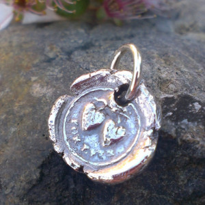 Antique Insignia / Fine Silver Pendant - "Forever" (Two Hearts Intertwined above)