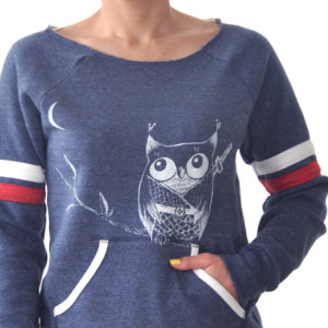 Japanese inspired kawaii,edgy Ninja Owl Sport Stripe maniac off the shoulder sweatshirt