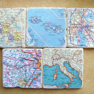 Custom Map Coasters - Set Of 5