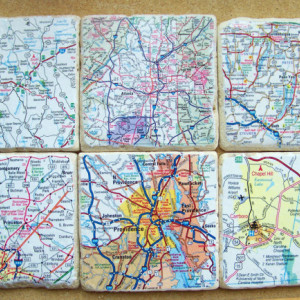 Custom Map Coasters - Set of 6