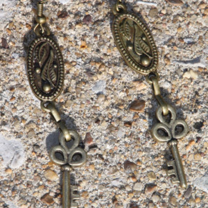 Key squared necklace and earring set.  OOAK
