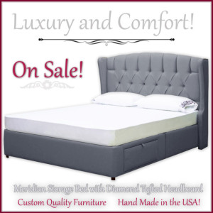 QUEEN BED - Storage Platform Queen Bed - Under bed storage - Upholstered Bed and Bed Frame Headboard HANDCRAFTED