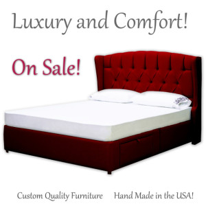 Luxury Handcrafted Platform Bed with Storage Drawers - Upholstered in your choice of fabric.  Diamond Tufted Headboard - SALE