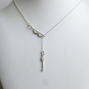 Sterling Silver Bow and Arrow Lariat Necklace... Entirely Sterling Silver