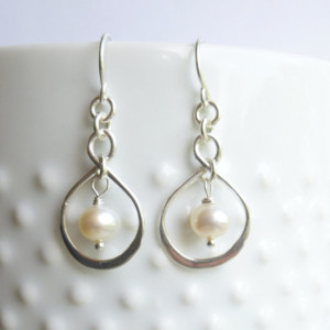 Sterling Silver Infinity Freshwater Pearl Earrings