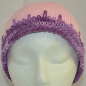 Handmade Pink and Purple Varigated Crochet Beanie , Woman / Teen / Tween Beanie , Pink / Purple Beanie   b102