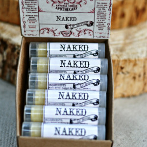 12 pack - Naked Lip Butter, Organic Natural Unflavored Unscented Lip Balm - BPA Free Handmade by The Natural Choice Apothecary