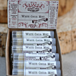 12 pack - White Cocoa Mint Organic Natural Lip Butter Balm - BPA free Handmade by The Natural Choice Apothecary