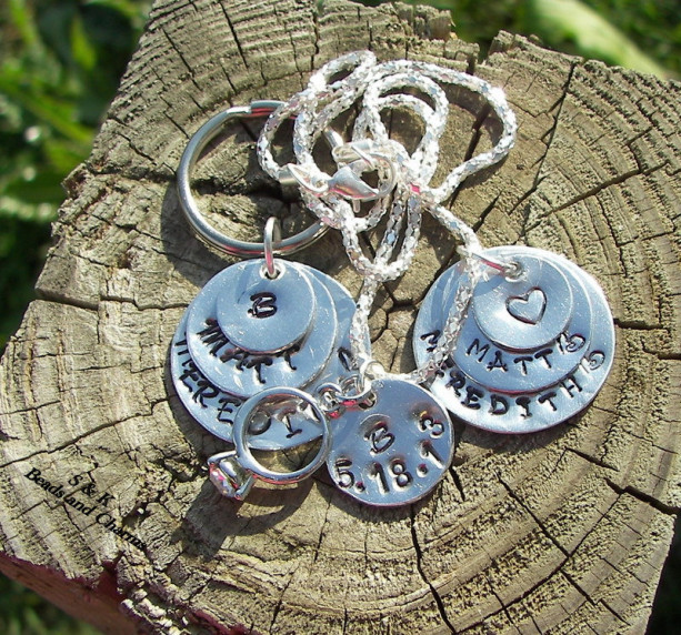Bride and groom wedding date, necklace and key chain set. , or bridsmaids ,grooms gifts.