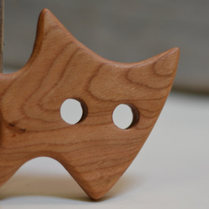 Cherry Wood Fox Teether with Fabric Crinkle Tail