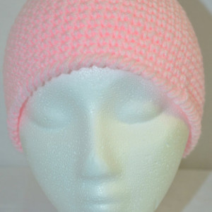 Handmade Pink Crochet Beanie  , Woman / Teen / Tween Beanie   b105