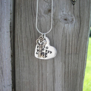 You stole the key to my heart hand stamped  necklace