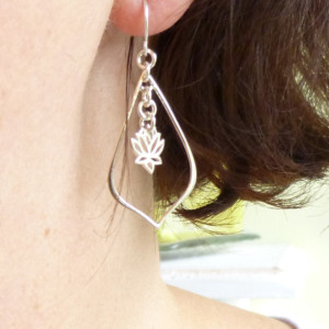 Sterling Silver Lotus Flower Earrings with Sterling Hooks