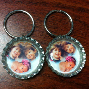 2 Custom MADE TO ORDER -  Personalized Family Photo - Bottle Cap Keychains