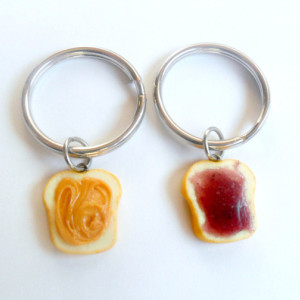 Peanut Butter and Jelly Keychain Keyring Set, Best Friend's Keychains, Cute :D