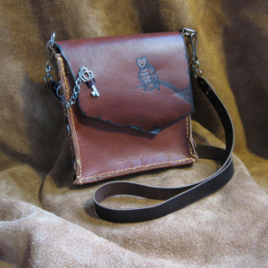 Rustic Owl Maple Brown Leather Purse Handmade
