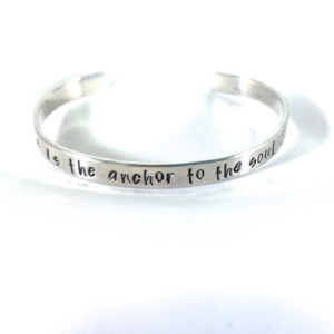 Hope is the Anchor to the Soul Hand Stamped Cuff Bracelet