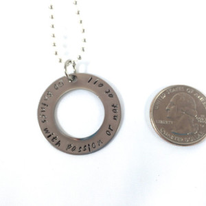 Passion Hand Stamped Stainless Steel Washer Necklace
