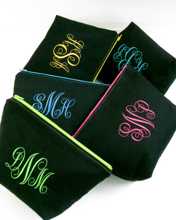 Monogrammed Cosmetic make-up Bag, Personalized Bridesmaids Gift, | aftcra