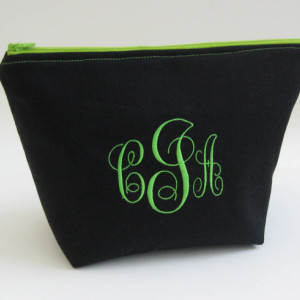 Monogrammed cosmetic make-up bag, personalized Cosmetic bag, monogramed bag, bridesmaids gift