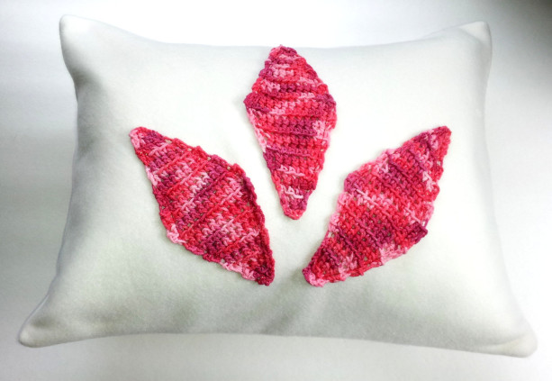Applique pillow cover, fleece with crochet diamonds, fleece pillow cover, soft pillow, crochet applique pillow, nursery pillow, white pink