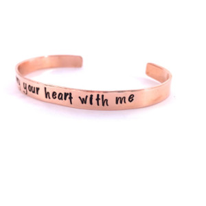 i carry your heart with me Copper Hand Stamped Cuff Bracelet