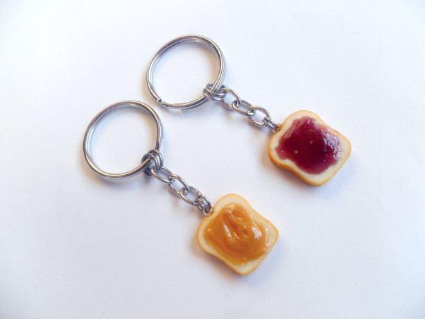 Peanut Butter and Jelly Keychain Set, Grape, Best Friend's Keychains, Cute :D