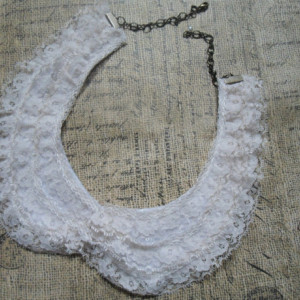 Vintage Lace Collar Necklace, Ruffle Collar, Mad Men Inspired Necklace, Peter Pan Collar Necklace, Bib Collar Necklace