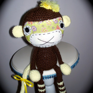 amigurumi monkey, stuffed monkey, brown monkey,toy monkey, crochet monkey