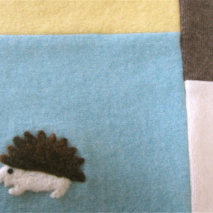 Hedgehog Cashmere Blanket Upcycled Wool Quilt - Made to Order - your color choice - Heirloom baby boy or girl patchwork quilt Woodland