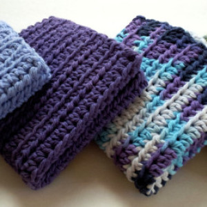 Crochet dish cloth, set of 4 wash cloths, multi color wipes, reusable cloths, reusable dish cloth, multicolor cloths, blue and green colors