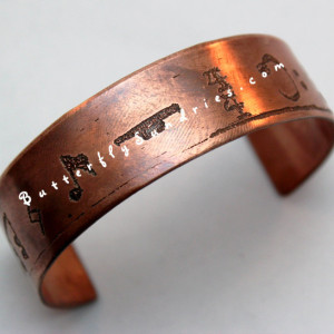 OOAK Musical Notation Etched Copper Adjustable Cuff Bracelet