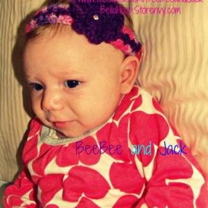 Crochet headband- Crochet flower headband- Butterfly headband