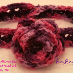 Crochet headband- Crochet flower headband- Butterfly headband