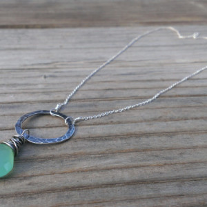 As Seen on The Vampire Diaries - Wonky Wrapped Necklace - Green Chalcedony