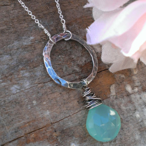 As Seen on The Vampire Diaries - Wonky Wrapped Necklace - Green Chalcedony