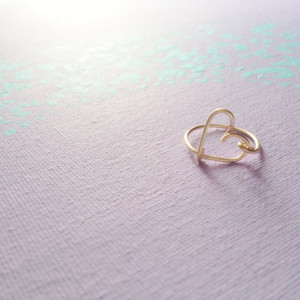 Gift- Heart Ring, Gold Heart Ring, Love Ring, Delicate Heart Ring, Wire Heart Ring, Open Heart Ring
