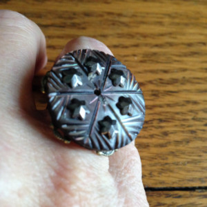 Downton Abbey ring made with a turn of the century button. Provincial style.