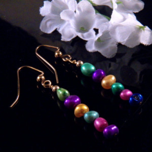 Fresh Water Pearl Bead Earrings Dangling Handmade Costume Jewelry Made in Montana Free Shipping to USA Gift Box