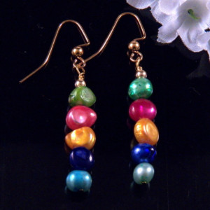 Cultured Fresh Water Pearl Earrings Dangling Handmade Costume Jewelry Made in Montana Free Shipping to USA Gift Box
