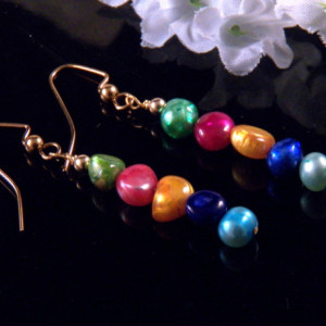Cultured Fresh Water Pearl Earrings Dangling Handmade Costume Jewelry Made in Montana Free Shipping to USA Gift Box