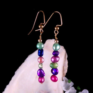Fresh Water Pearl Earrings Dangling Handmade Costume Jewelry Made in Montana Free Shipping to USA Gift Box