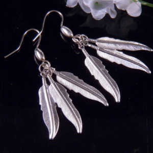 Silver Leaf Charms Earrings Dangling Handmade Costume Jewelry Made in Montana Free Shipping to USA Gift Box
