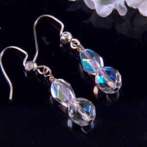Crystal Bead Earrings Dangling Handmade Costume Jewelry Made in Montana Free Shipping to USA Gift Box